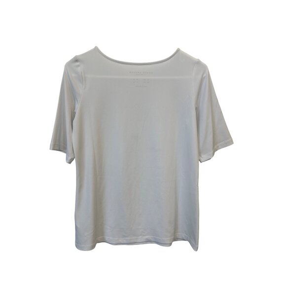 Susan Graver Essentials Liquid Knit Bateau Neck Top Size XXS White Minimalist - Picture 3 of 8